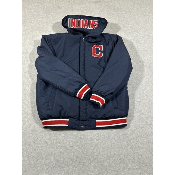 Cleveland INDIANS JH Designs Reversible Hooded Nylon Coat Youth XL Vintage - Picture 7 of 9